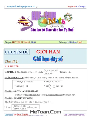 Chuyên Đề Giới Hạn Dãy Số - Tác Giả Huỳnh Ái Hằng