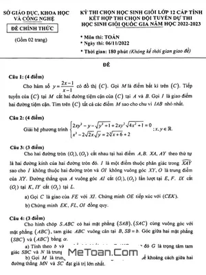 Đề Thi Học Sinh Giỏi Toán 12 Cấp Tỉnh Năm 2022 - 2023 Sở GD&KHCN Bạc Liêu