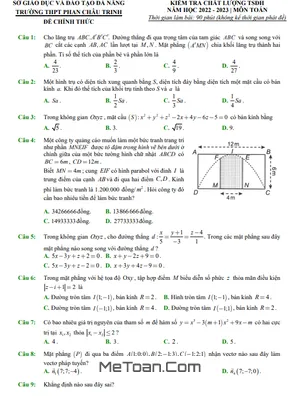 Đề thi thử THPT Quốc Gia 2023 môn Toán trường Phan Châu Trinh – Đà Nẵng