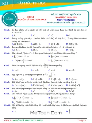Tuyển Tập Đề Thi Thử Tốt Nghiệp THPT 2021 Môn Toán Có Lời Giải Chi Tiết (Phần 2)