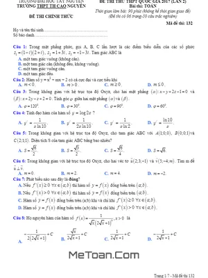 Đề thi thử THPT Quốc gia 2017 môn Toán trường THPT TH Cao Nguyên – Đắk Lắk