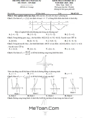 Đề Thi Cuối Học Kỳ 1 Toán 12 Năm 2025-2026 Trường THPT Ngô Gia Tự 1 Đắk Lắk Có Đáp Án