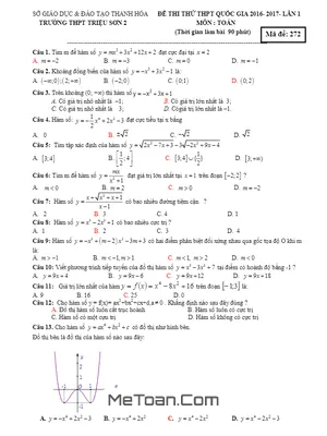 Đề Thi Thử THPT Quốc Gia 2017 Môn Toán Trường Triệu Sơn 2 - Thanh Hóa Lần 1