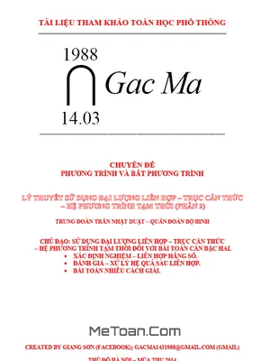 Phương Pháp Liên Hợp Hằng Số Giải Phương Trình Chứa Căn (Liên Hợp 2) - Lương Tuấn Đức