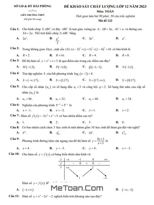 Đề khảo sát chất lượng Toán 12 năm 2023 liên trường THPT - Hải Phòng