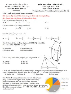 Đề tham khảo học kì 1 Toán 7 năm 2022 - 2023 trường THCS Bàn Cờ - TP HCM