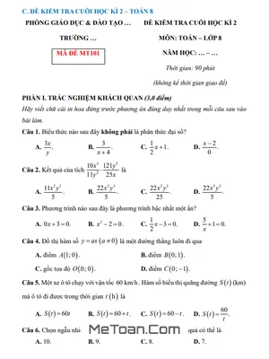 10 Đề Kiểm Tra Cuối Học Kì 2 Toán 8 Kết Nối Tri Thức Với Cuộc Sống