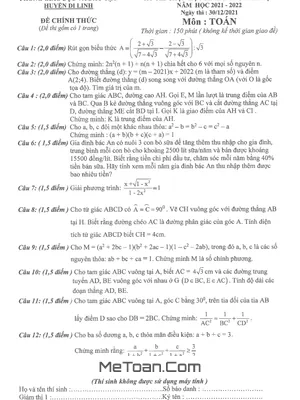 Đề thi HSG huyện môn Toán 2021-2022 phòng GD&ĐT Di Linh - Lâm Đồng