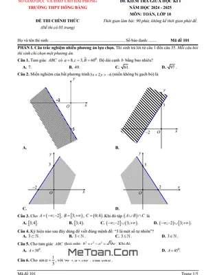 Đề thi giữa kì 1 Toán 10 năm 2024 - 2025 trường THPT Hồng Bàng - Hải Phòng