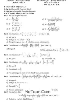 Đề Cương Giữa Học Kì 2 Môn Toán Lớp 8 Năm Học 2025 – 2026 Trường THCS Lê Quý Đôn – Hà Nội