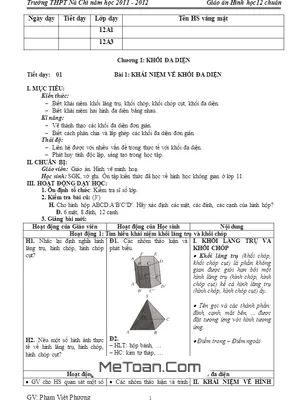 Giáo án Hình học 12 cơ bản chi tiết của cô Phạm Việt Hương - Nguồn tài liệu uy tín