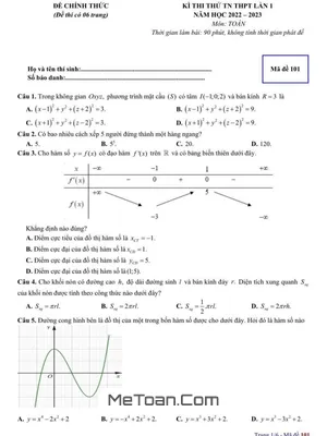 Đề thi thử THPT 2023 môn Toán lần 1 trường chuyên Hạ Long - Quảng Ninh
