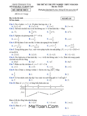Đề thi thử tốt nghiệp THPT 2020 môn Toán sở GD&ĐT Kon Tum