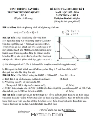 Đề Thi Giữa Kỳ 1 Toán 9 THCS Ngô Quyền TPHCM Năm Học 2025 - 2026 (Có Đáp Án Chi Tiết)