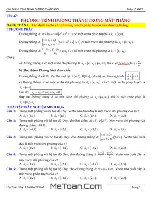 Phương Trình Đường Thẳng Trong Mặt Phẳng Toán 10 KNTT - Bài Tập Minh Họa