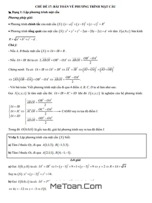 Phương Trình Mặt Cầu: Lý Thuyết, Bài Tập & Lời Giải Chi Tiết