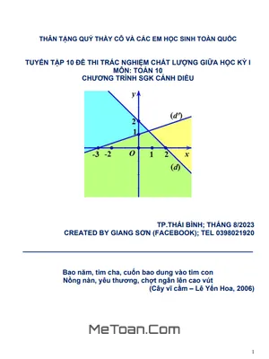 Tuyển Tập 10 Đề Thi Trắc Nghiệm Giữa Học Kỳ 1 Toán 10 Cánh Diều