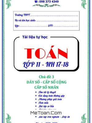 Các Dạng Toán Phương Pháp Quy Nạp Toán Học, Dãy Số, Cấp Số Cộng và Cấp Số Nhân - Trần Quốc Nghĩa