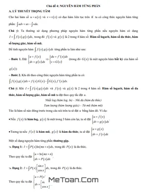 Trắc nghiệm Nguyên hàm từng phần có lời giải chi tiết - Toán 12