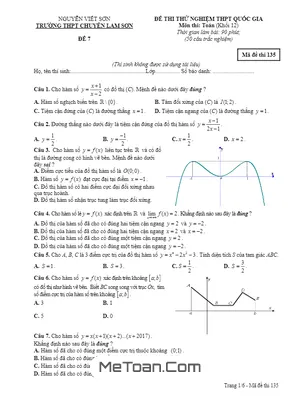 Đề Thi Thử THPT Quốc Gia 2017 Môn Toán - Nguyễn Viết Sơn (Đề 7)