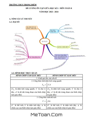 Đề Cương Ôn Tập Giữa Kì 1 Toán 8 Năm 2023 - 2024 Trường THCS Trọng Điểm - Quảng Ninh
