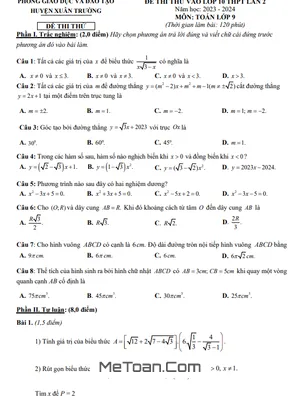 Đề thi thử Toán vào 10 lần 2 năm 2023 - 2024 phòng GD&ĐT Xuân Trường - Nam Định