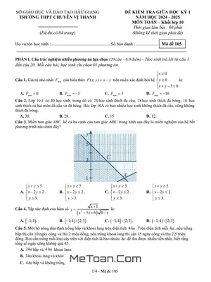 Đề giữa học kỳ 1 Toán 10 năm 2024 - 2025 trường THPT chuyên Vị Thanh - Hậu Giang