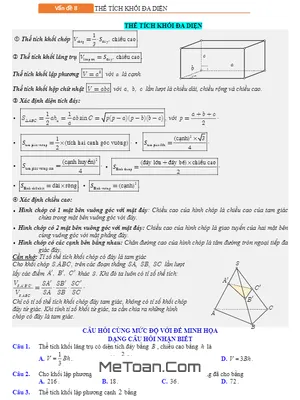 Cẩm Nang Ôn Thi THPT 2020 Môn Toán: Chinh Phục Thể Tích Khối Đa Diện