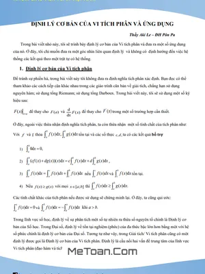Định Lý Cơ Bản Của Vi Tích Phân Và Ứng Dụng