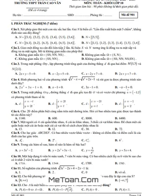 Đề thi học kỳ 2 Toán 10 năm 2023 - 2024 trường THPT Trần Cao Vân - Quảng Nam