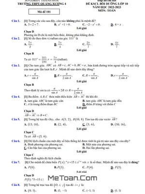 Đề KSCL Bồi Dưỡng Toán 10 Năm 2022 - 2023 Trường Quảng Xương 4 - Thanh Hóa