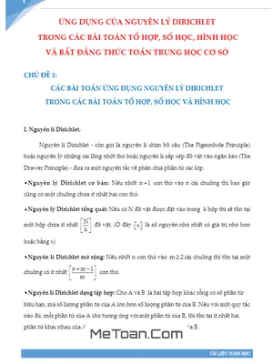 Ứng Dụng Của Nguyên Lý Dirichlet Trong Giải Toán THCS