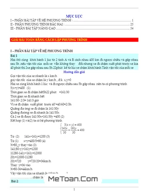 Tuyển tập 68+ Bài tập Giải Toán bằng cách Lập Phương trình, Hệ phương trình (Có lời giải)