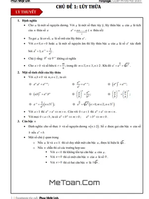 Ôn Thi THPT Môn Toán: Hàm Số Lũy Thừa, Hàm Số Mũ & Logarit