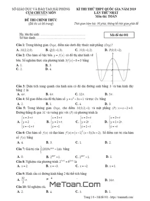 Đề thi thử Toán THPTQG 2019 lần 1 cụm chuyên môn sở GD&ĐT Hải Phòng