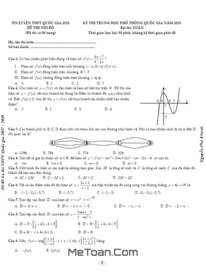 Đề Ôn Luyện THPT Quốc Gia 2018 Môn Toán - Nguyễn Phú Khánh Lần 3