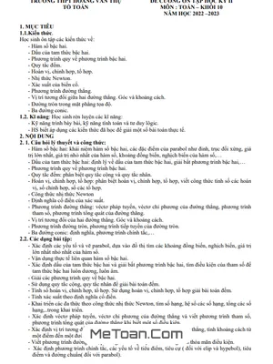 Đề Cương Ôn Tập Học Kỳ 2 Môn Toán Lớp 10 Năm 2022 - 2023 Trường THPT Hoàng Văn Thụ - Hà Nội