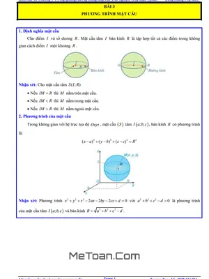 Chinh Phục Chuyên Đề Phương Trình Mặt Cầu Toán 12: Full Dạng Bài Tập Và Lời Giải