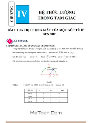 Chuyên Đề Hệ Thức Lượng Trong Tam Giác Toán 10 Chân Trời Sáng Tạo