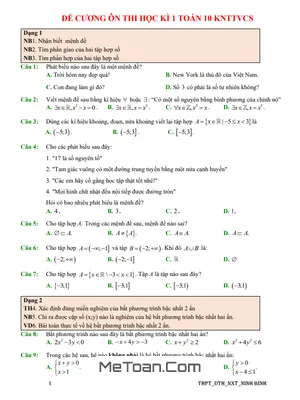 Đề Cương Ôn Thi Học Kỳ 1 Toán 10 Kết Nối Tri Thức Với Cuộc Sống
