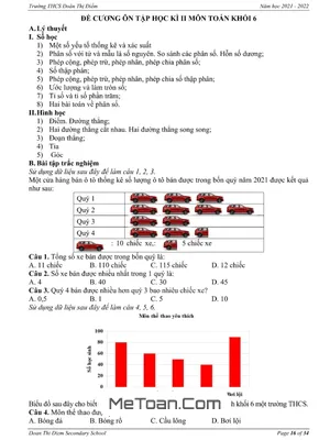 Đề Cương Ôn Tập Học Kì 2 Môn Toán Lớp 6 Trường THCS Đoàn Thị Điểm - Năm Học 2021 - 2022