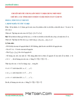 Chuyên Đề ƯCLN - BCNN: Toàn Tập Lý Thuyết & Bài Tập Nâng Cao Toán 6 Ôn Thi Học Sinh Giỏi