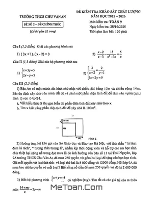 Đề khảo sát chất lượng Toán 9 năm 2025 – 2026 trường THCS Chu Văn An – Hà Nội