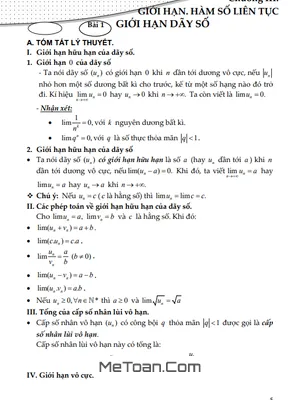 Tài Liệu Giới Hạn, Hàm Số Liên Tục Toán 11 CTST