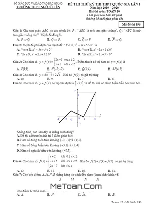 Đề Thi Thử THPTQG 2019 - 2020 Toán 10 Lần 1 Trường Ngô Sĩ Liên - Bắc Giang
