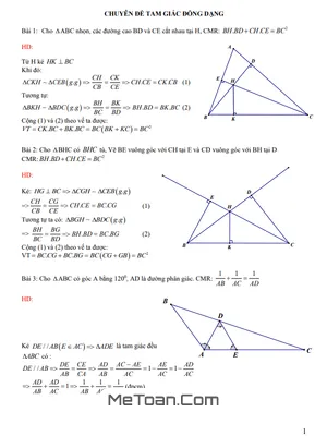 Bồi Dưỡng Học Sinh Giỏi Toán 8: Chuyên Đề Tam Giác Đồng Dạng