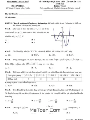 Đề Minh Họa Thi Học Sinh Giỏi Toán 12 Cấp Tỉnh Năm 2025 Sở GD&ĐT Thanh Hóa