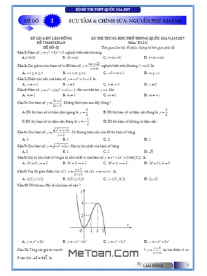 Trọn bộ 25 đề thi thử THPT Quốc gia 2017 môn Toán - Sở GD&ĐT Lâm Đồng