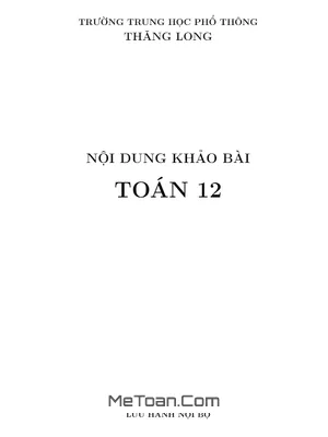 Tài liệu nội dung khảo bài Toán 12 chi tiết