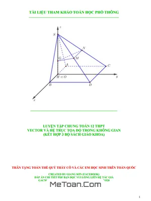 Tuyển tập bài tập Toán 12: Vector và Hệ trục tọa độ trong không gian